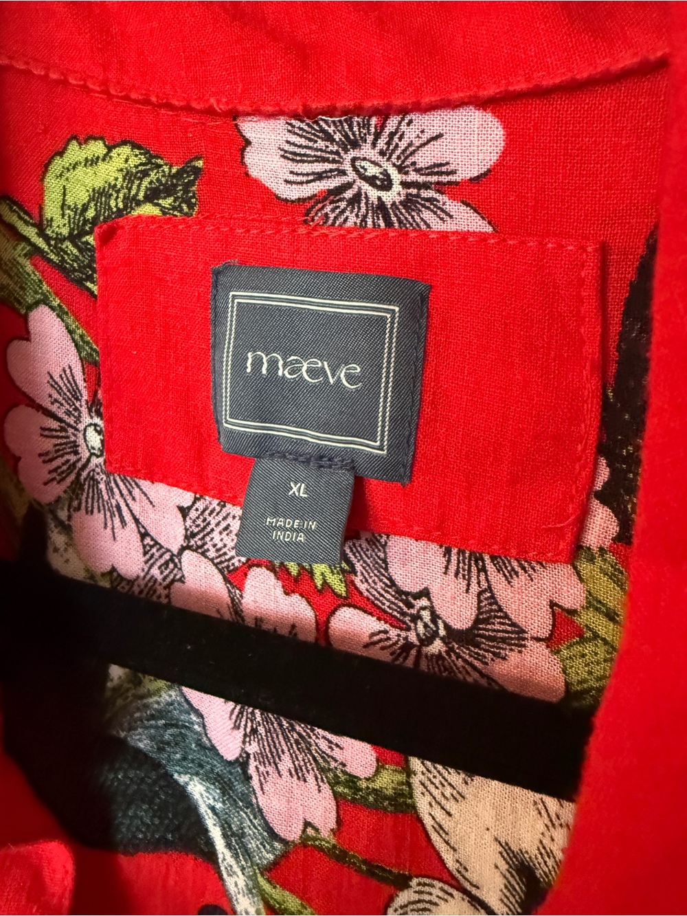 Maeve Red Floral Button-Front Dress with Pink Blooms - Picture 3 of 3